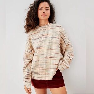 AEO CREWNECK KNIT SWEATER CREAM/MULTI